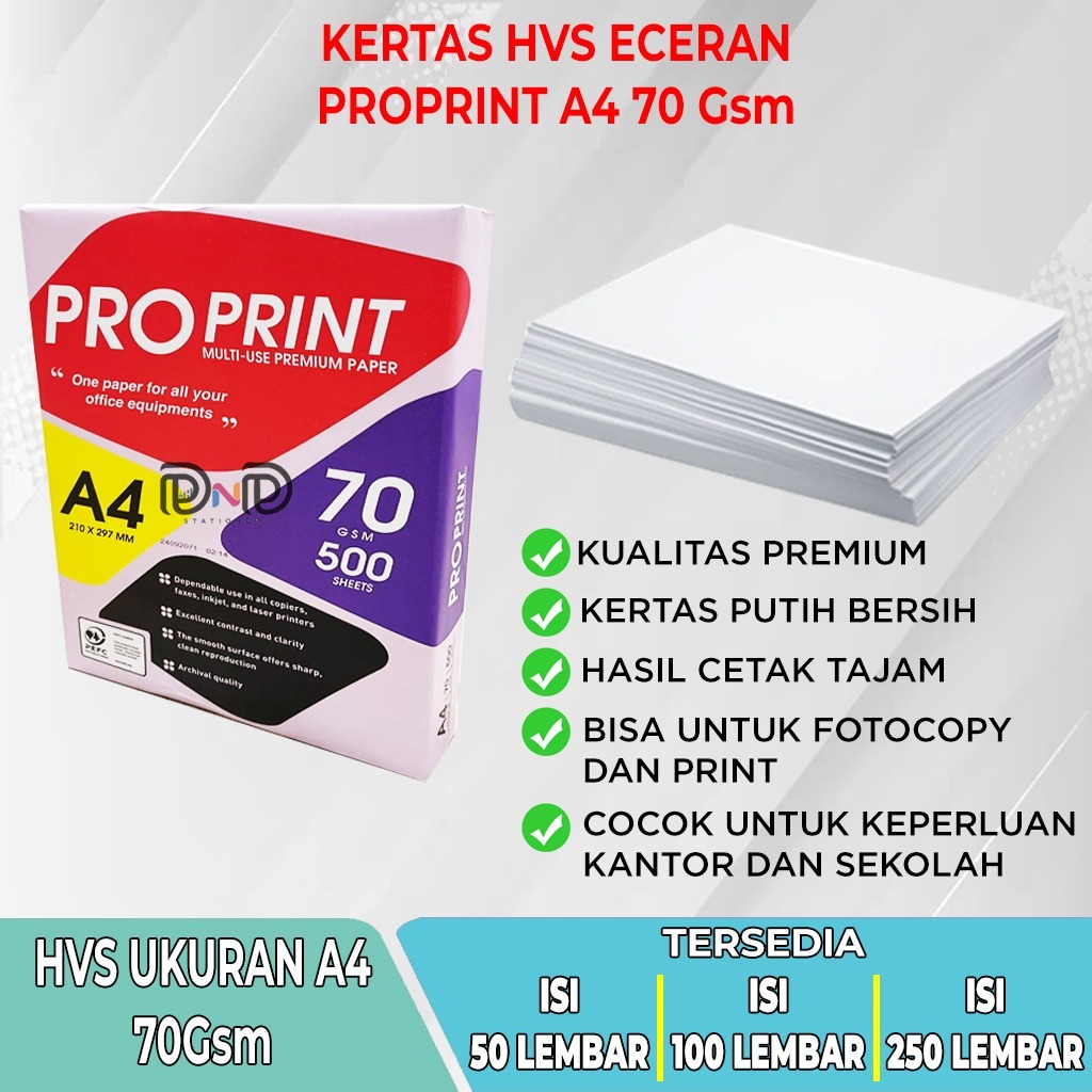 

[BISA INSTANT & COD] HVS ECERAN MURAHH PRO PRINT KERTAS HVS A4 70Gsm Tersedia 1 Dus & 1 Rim