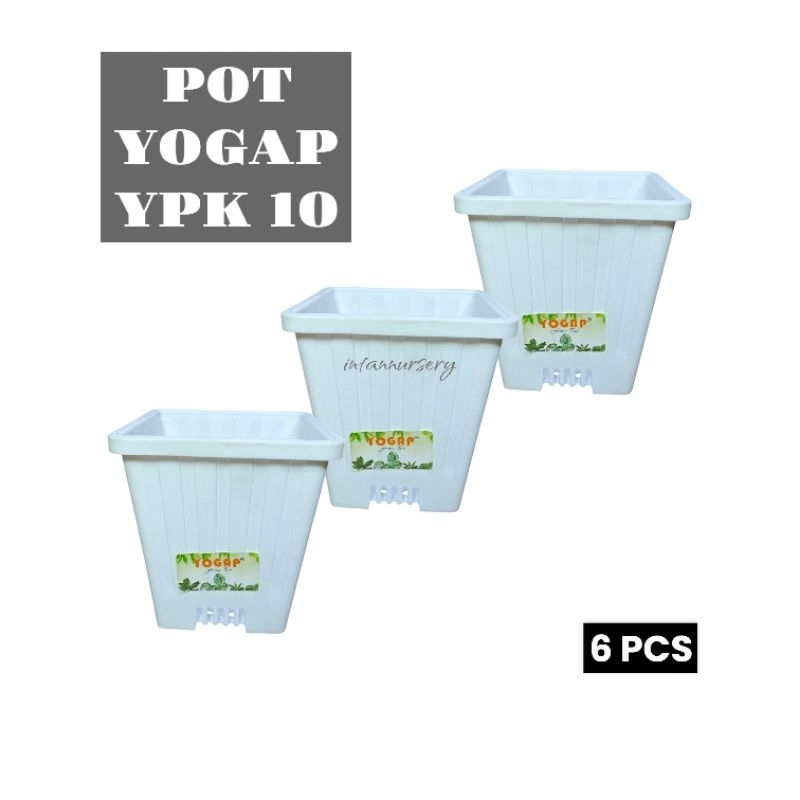 Pot Yogap YPK 10 Putih ( 6 PCS ) Pot Tanaman Bunga Pot Kotak Pot Kaktus Pot Tinggi Pot Warna