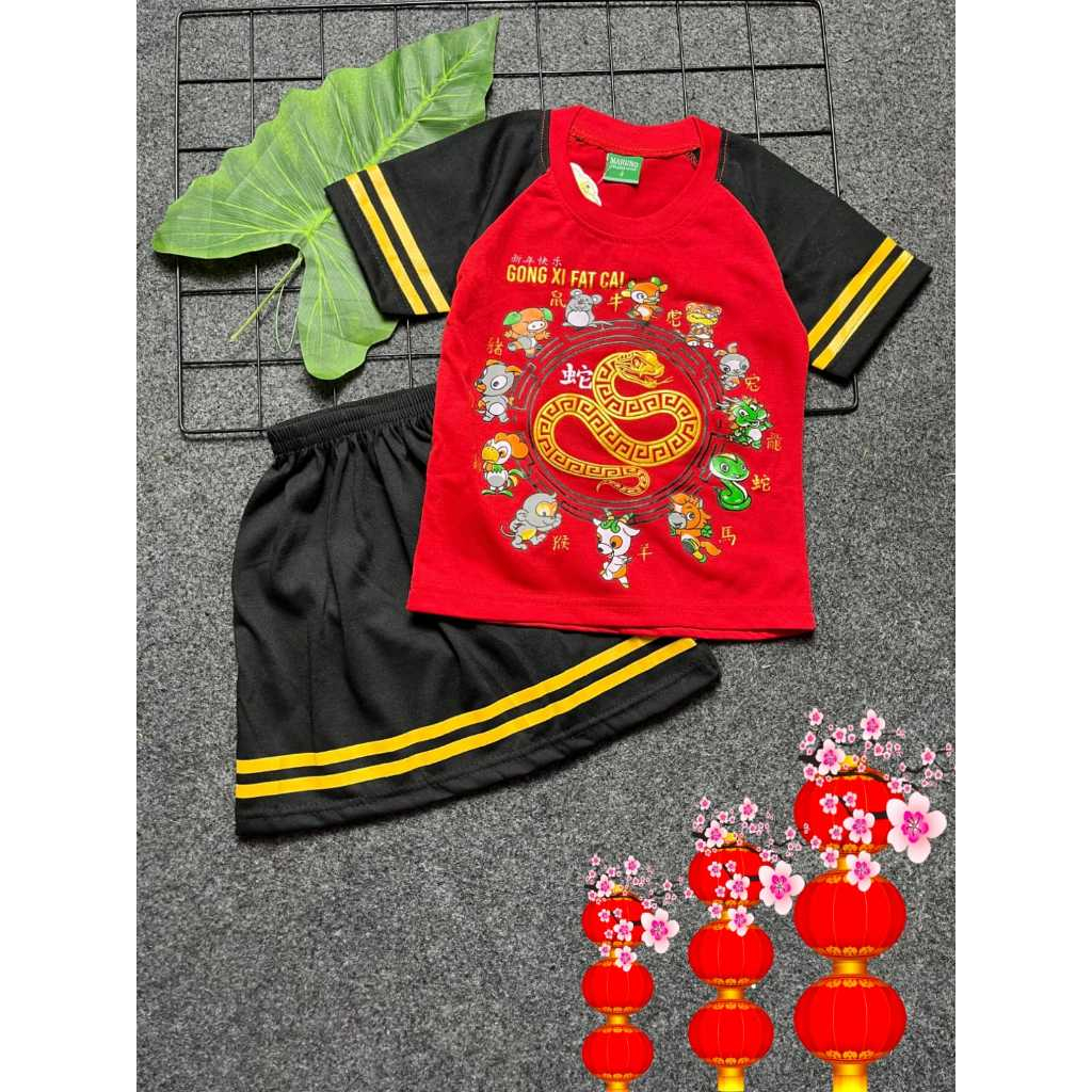 Stelan Rok Baju Cina Anak Perempuan Model Terbaru Motif Gong Xi Fai Cai Usia 1-10 Tahun - Fashion