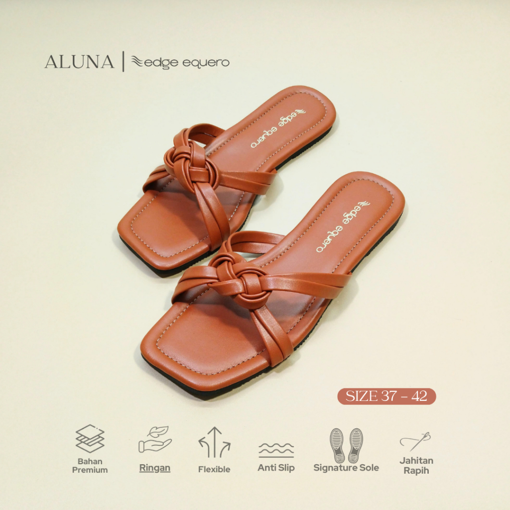 Edge Equero Sandal Flat Wanita Tali Model Kekinian Model Simpel Korean Sol Empuk Anti Slip dan Licin