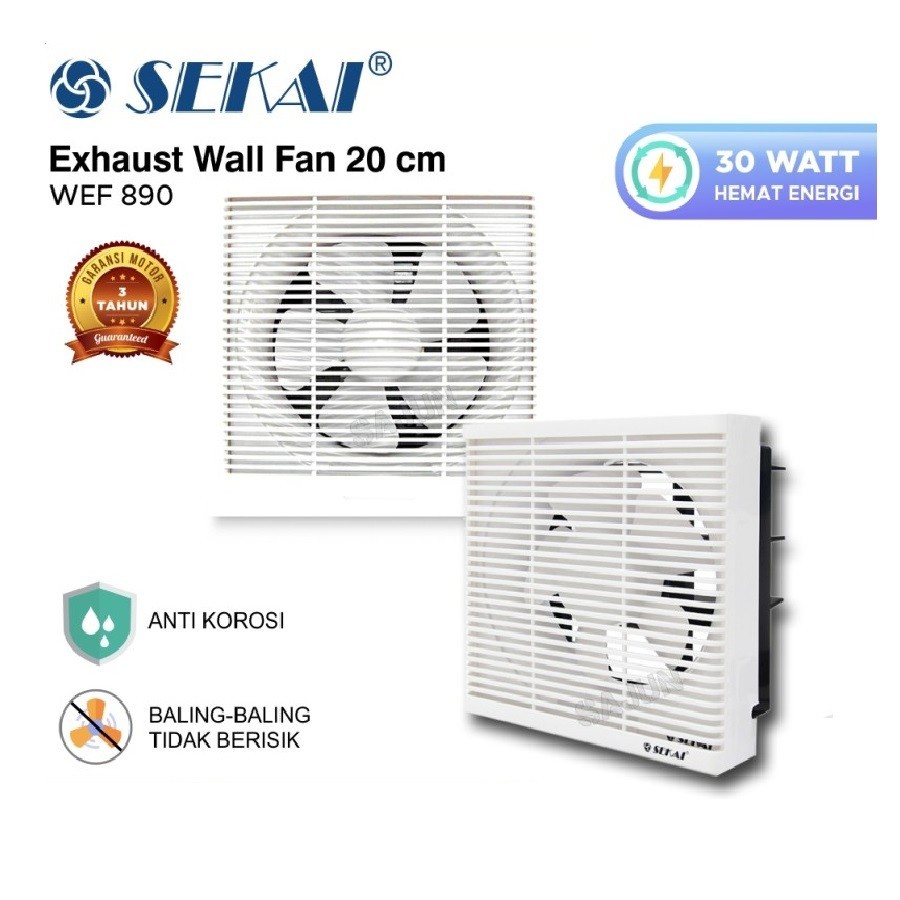 Exhaust Fan Dinding 8 inch Sekai WEF 890 Hexos Heksos Tembok 8inch