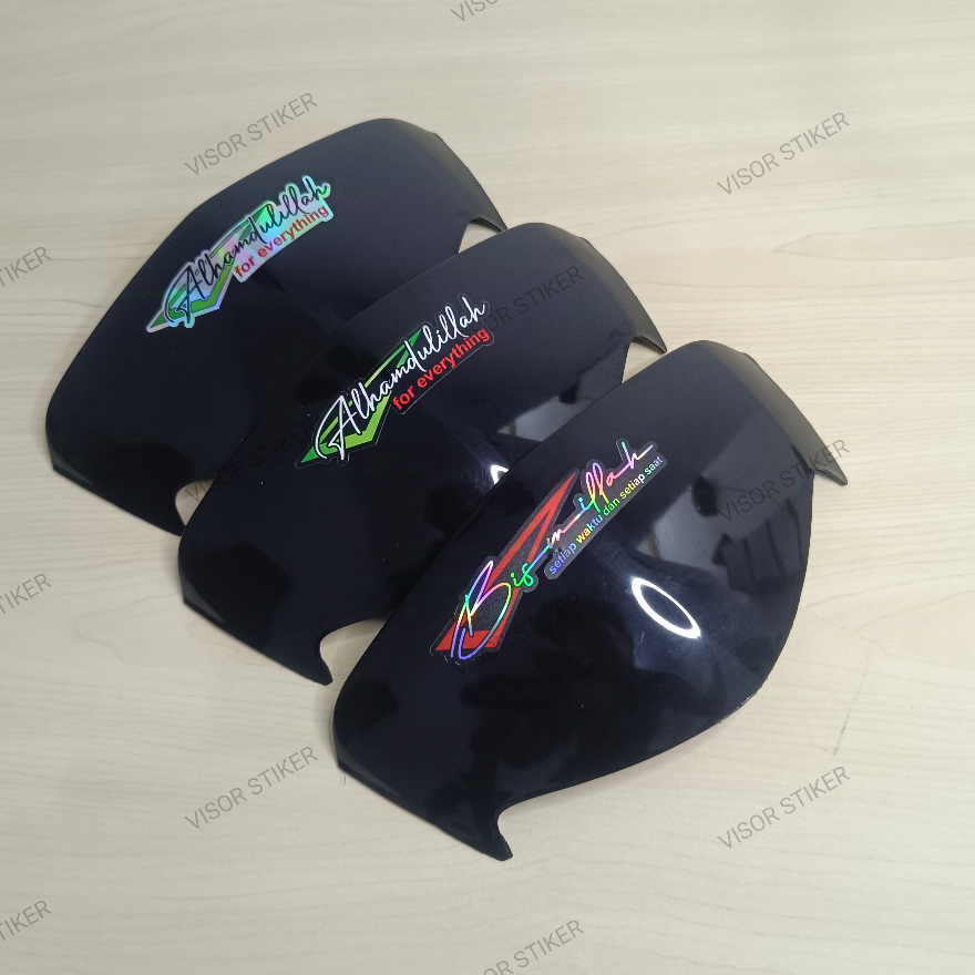 Visor supra x 125 lama dan mio soul stiker motif bismillah alhamdulillah hologram windshield supra x