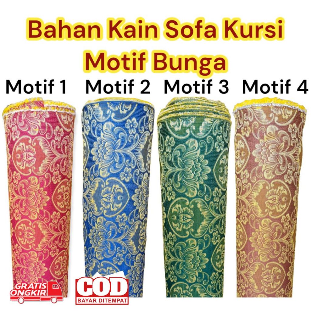 Kulit Bahan Kain Furniture Kursi Sofa Jok Motif Timbul Variasi Bunga Murah Meteran