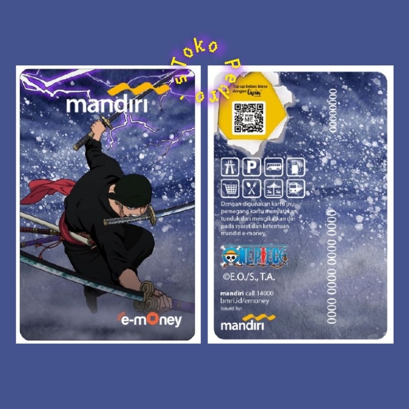 Mandiri eMoney Special Edition ONE PIECE 2024 - ZORRO ORIGINAL /Like eToll FLAZZ BRIZZI or Tapcash