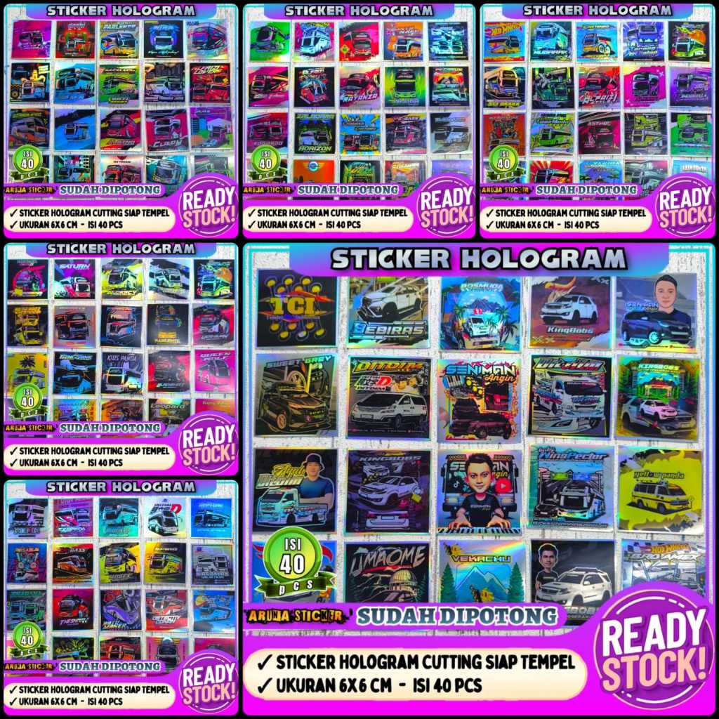 

40 pc Sticker Bus Mania Stiker Mobil Basuri Stiker TCI Viral Stiker Bis Bahan Hologram Siap Tempel