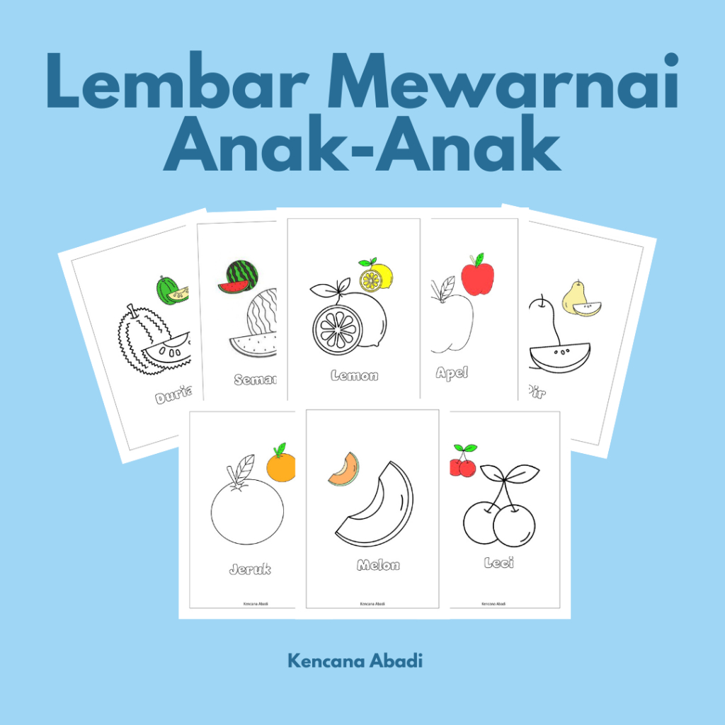 

10 Lembar A5 Mewarnai Buah untuk Anak-Anak