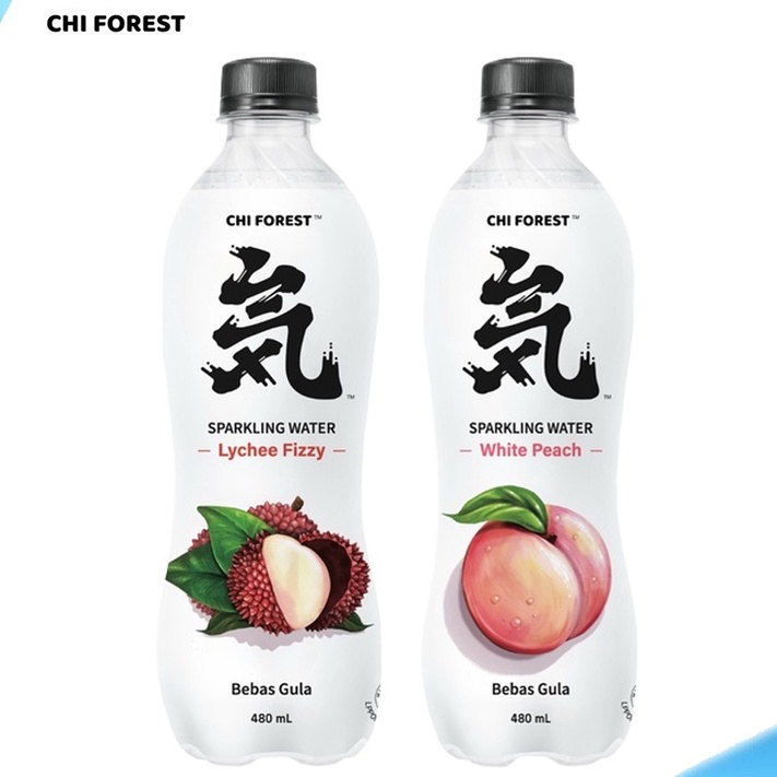 

Chi forest sparkling water lychee fizzy / white peach 480 ml