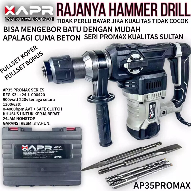 APR AP35PROMAX Mesin HAMMER DRILL Bor Palu Bobok Beton Impact Jack Hammer Drill AP35PROMAX