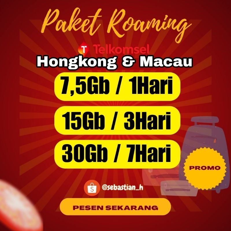 PAKET ROAMING TELKOMSEL HONGKONG & MACAU PROMO