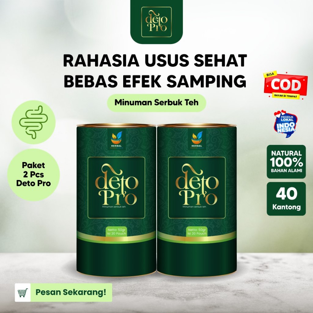 

Paket 2 Kaleng Deto Pro Teh Herbal Alami Sehat untuk Pencernaan Usus yang Kotor Ekstrak Daun Kelor