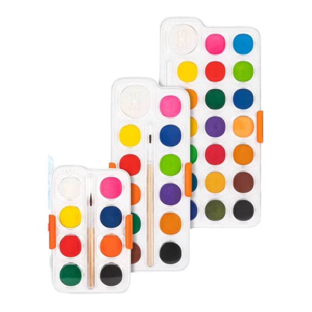 

DELI - EC10-12 Watercolor Paint / Cat Air Padat 12 Warna, Kemasan Kotak + Kuas