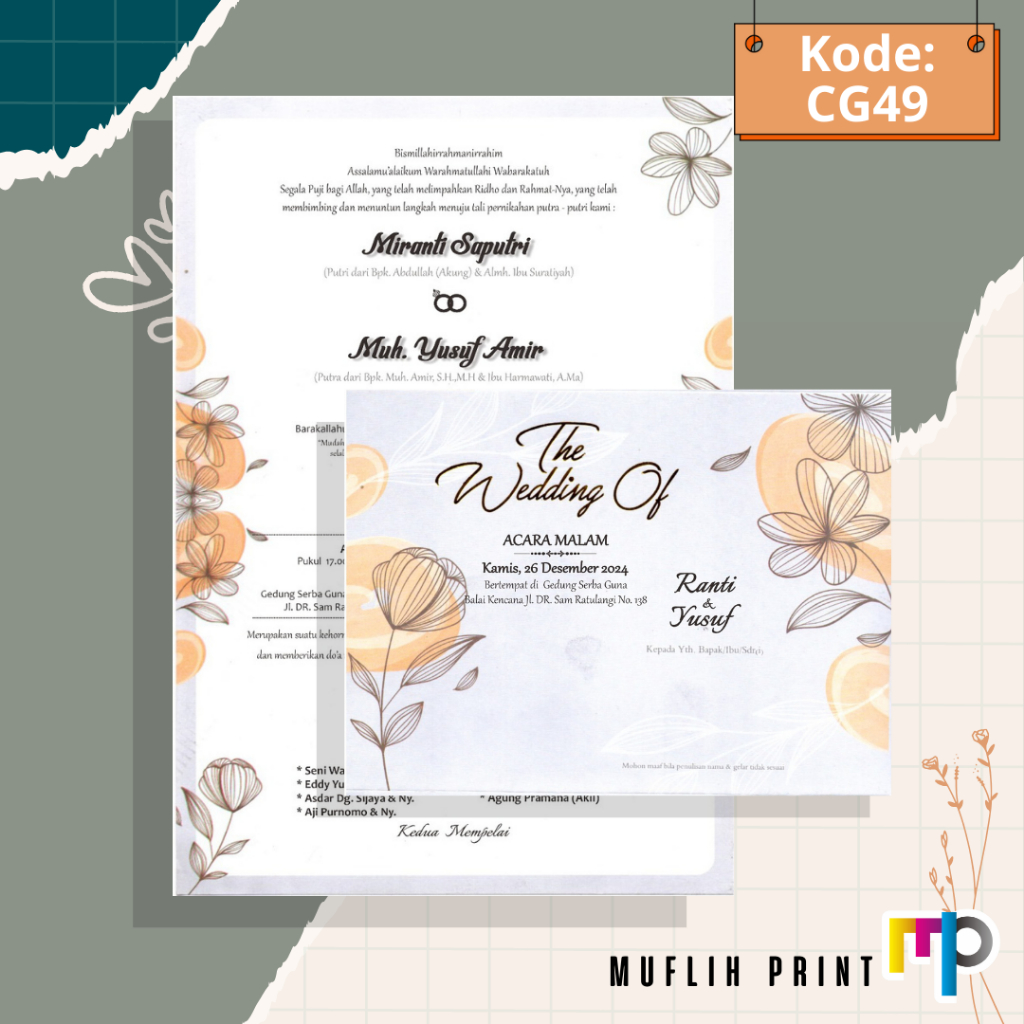 Blangko Undangan Pernikahan Kosong Murah + Amplop Undangan CG49
