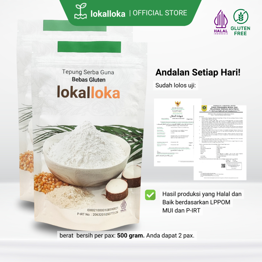 

Tepung Serba Guna Gluten Free Lokalloka 1kg Pengganti Terigu