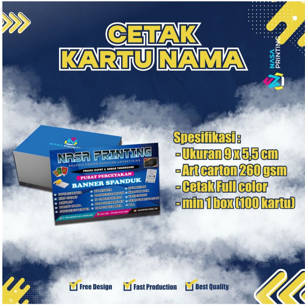 

CETAK KARTU NAMA 1 SISI / 2 SISI BAHAN ART CARTON 260 PREMIUM
