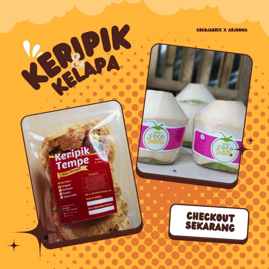 

Keripik Tempe & Kelapa Muda Segar, Keripik Renyah 160gram dan Kelapa Muda Diamond Praktis