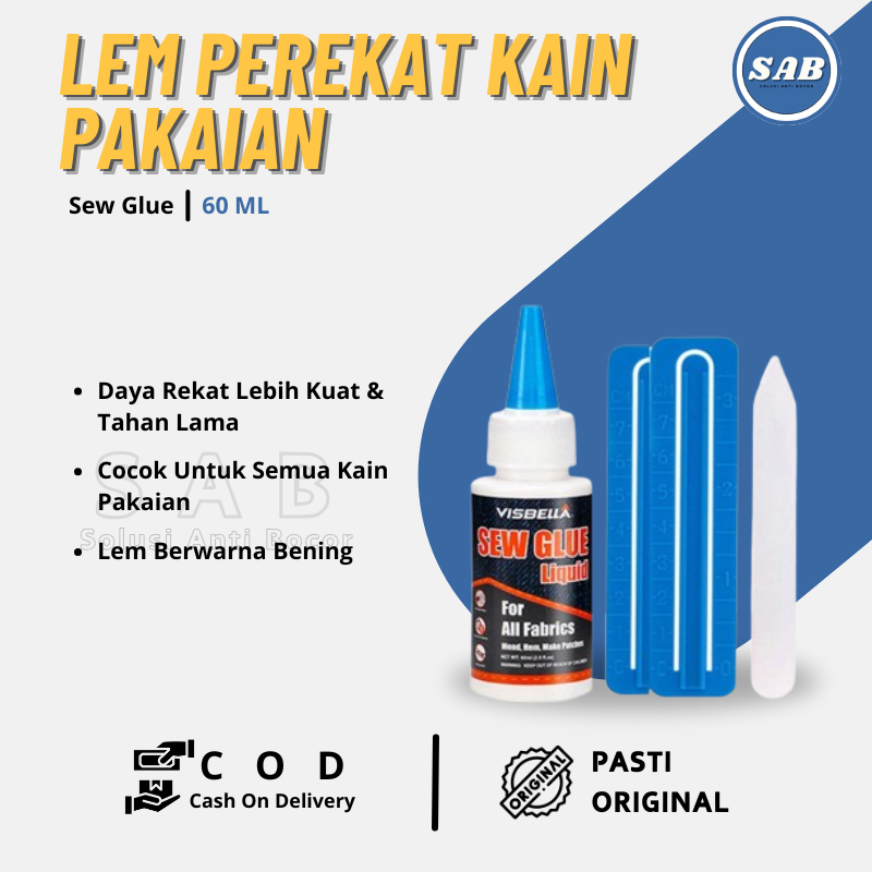 

Lem Perekat Tekstil Kain Khusus Kulit Jeans Pakaian Tanpa Jahit Anti Air Serbaguna Sew Fabric Glue 60ml