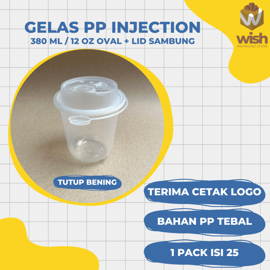 Cup PP Injection / Gelas Plastik 12 oz / (isi 25 pcs) - 12 OZ