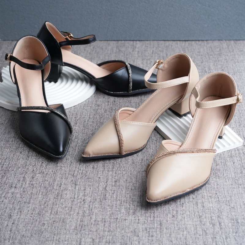 Peter Keiza - Sepatu Pesta Wanita Tali Hitam Heels Hak 5 cm LA02-04