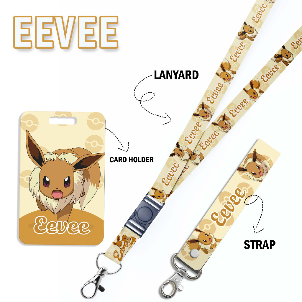 

STRAP LANYARD CARD HOLDER Eeve pokemon character Gantungan Kunci - Handphone - ID Card