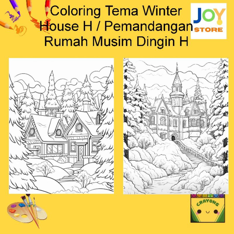 

Kertas Gambar Mewarnai ukuran A4 dan A5 150 gsm - Coloring Paper Tema Winter House H / Pemandangan Rumah Musim Dingin H Toko Joy Store