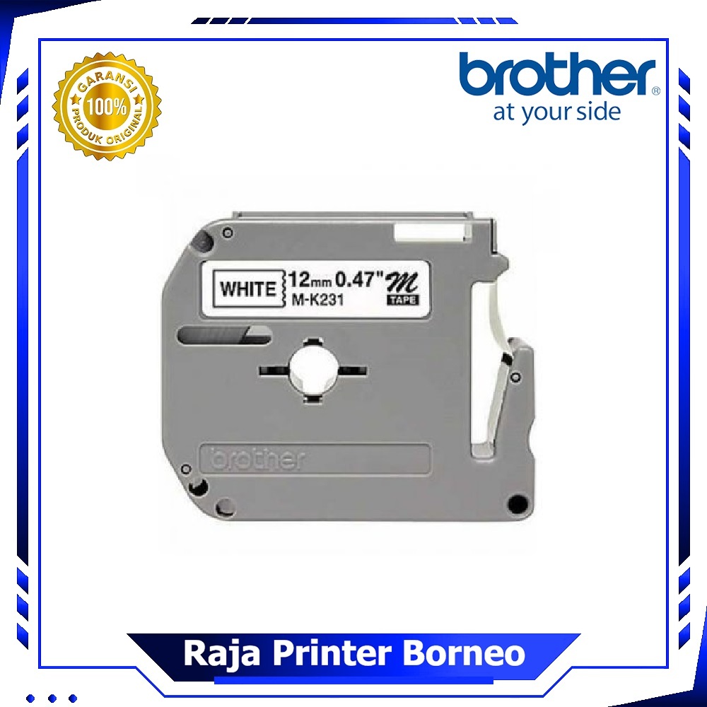 

Label Tape Brother M-K231 Black On White Uk 12MM Panjang 8M MK231 M K231 For P-Touch PT-M95