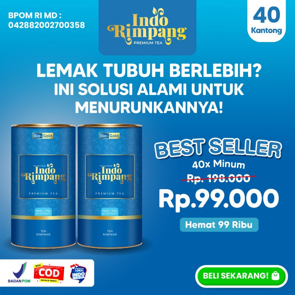 

Paket 2 Kaleng Indo Rimpang Bio Gold Premium Tea Menyehatkan Pencernaan Mengecilkan Perut Buncit
