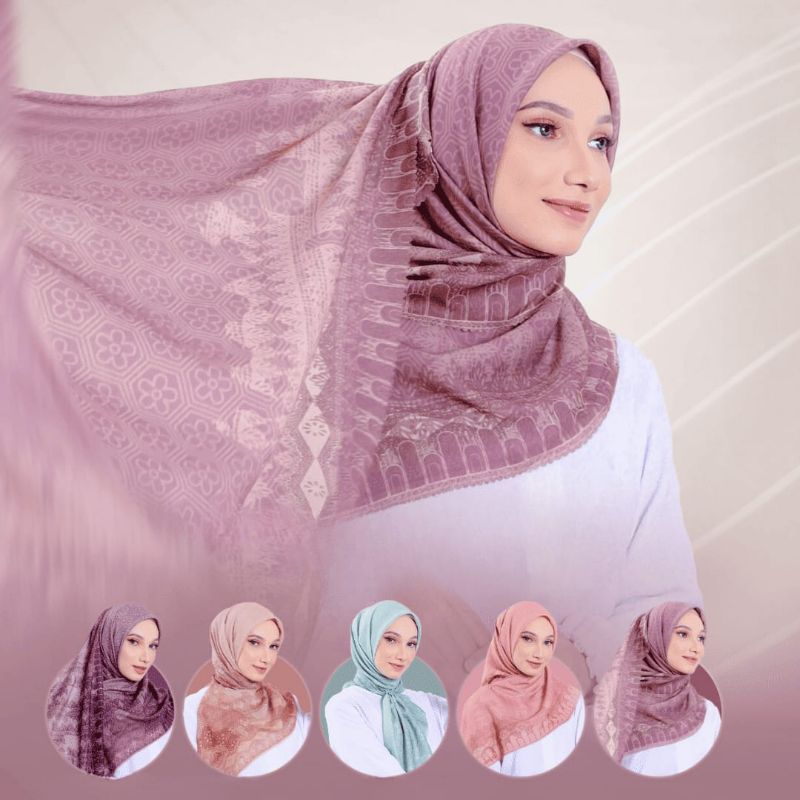 HIJAB ETHICA SEGIEMPAT MOTIF LAVANYA SQUARE BY ETHICA HIJAB
