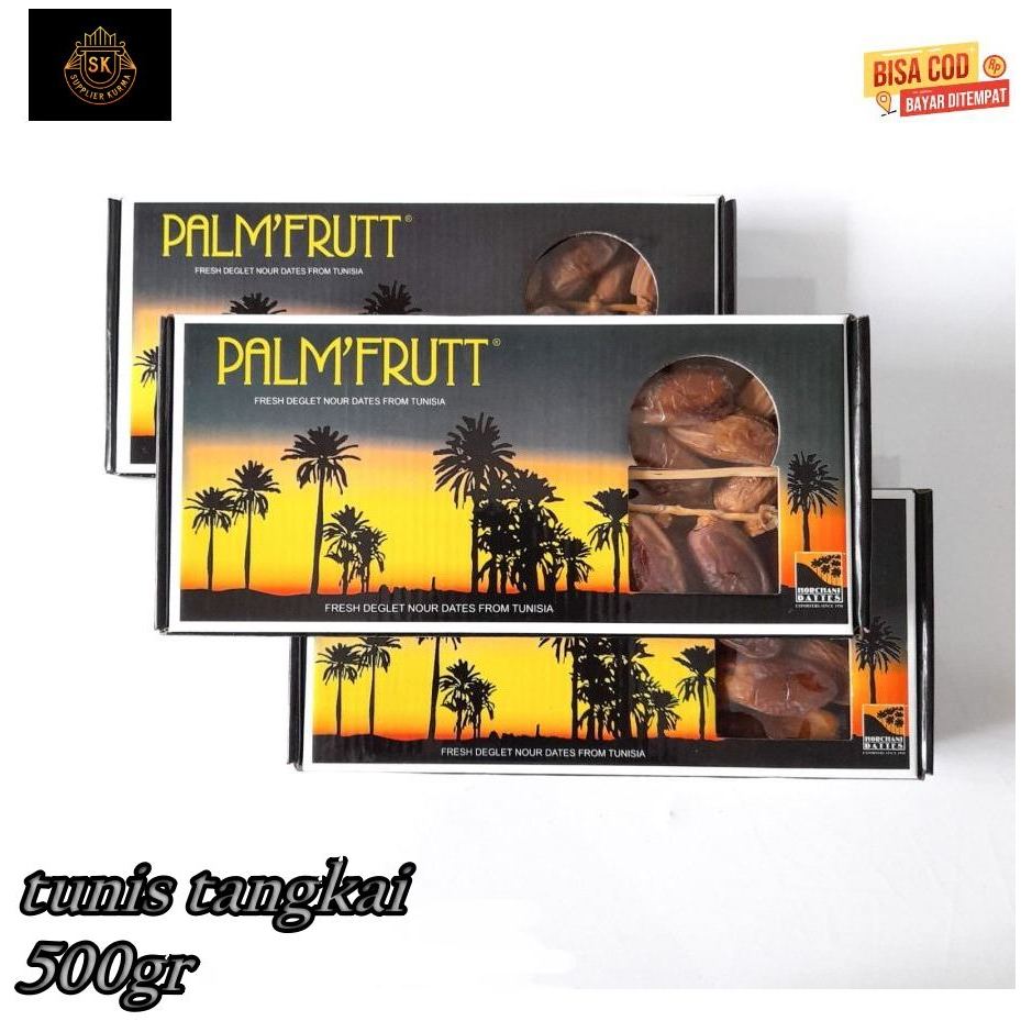 

Kurma palm'frutt 500gr | kurma tunisia tangkai palm'frutt premium quality [KEMASAN DUS PALM'FRUTT]