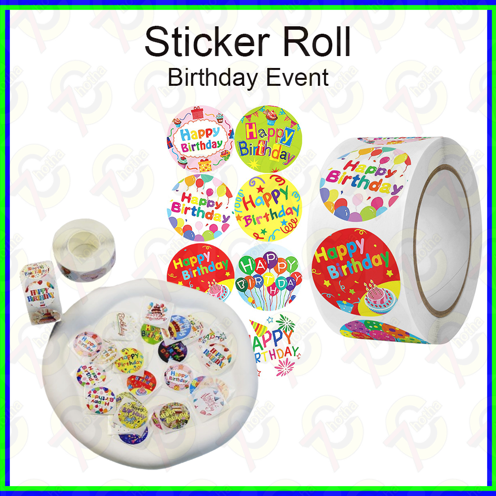 

【7C】Sticker Roll 500pcs Label Birthday Event Dekorasi Segel Packaging Stiker Hiasan SS001