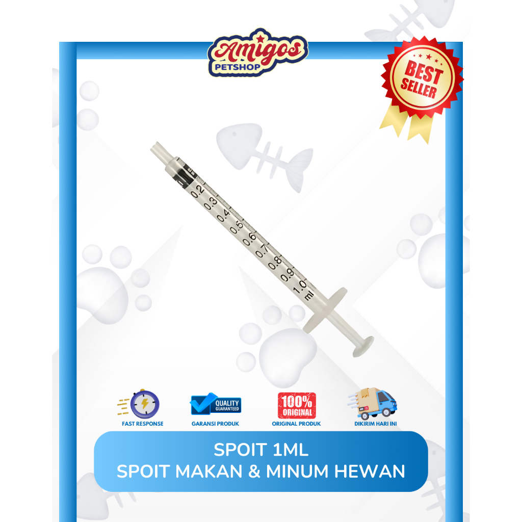 Suntikan Spoit 1ml - Spoit makan dan minum hewan - Amigos Petshop Makassar