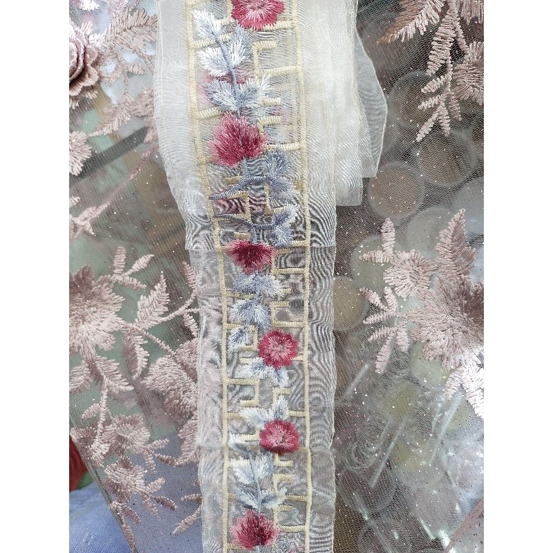 Renda Bunga Renda Pengantin lebar 6cm | Renda bordir | Kencanabeads