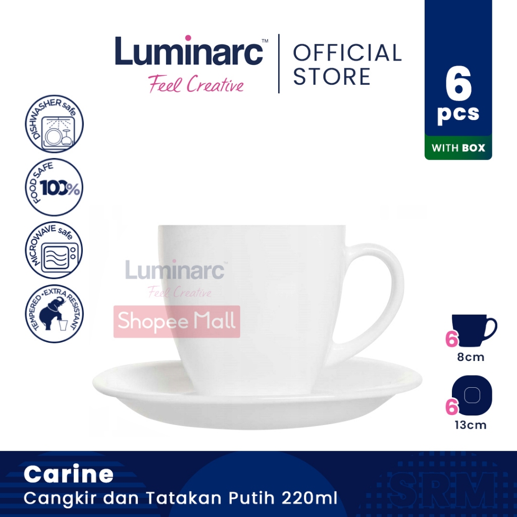 LUMINARC Cangkir dan Tatakan Set Carine Putih  - 1 Set