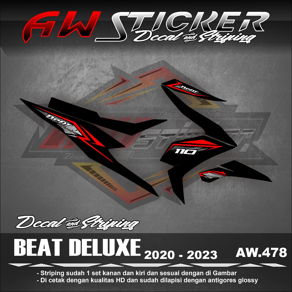 Striping Sticker Deluxe Beat Street2020 2021 2022 2023Sticker Variasi Sepeda Motor Honda Simple AW-4