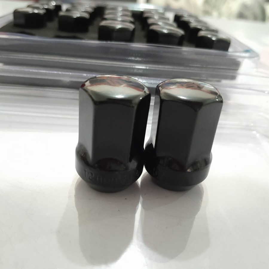 BAUT RODA HSR BLACK TYPE 02 1,5 - Baut Roda/Mur Roda Mobil Yaris Drat 1,5 Black Pendek