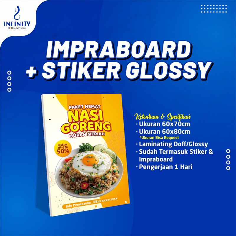 

Impraboard + Stiker Glossy Include Laminating Glossy/Doff