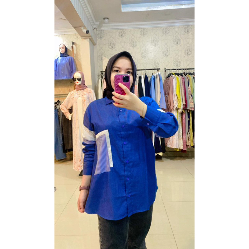 KEMEJA DENIM OVERSIZE // KEMEJA KATUN OVERSIZE