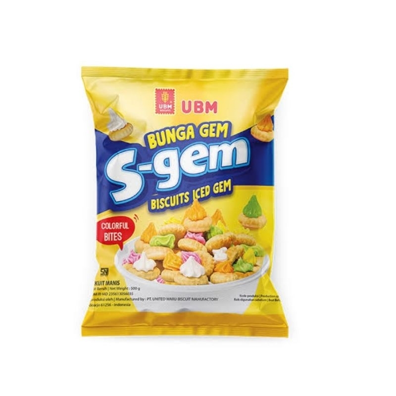 

UBM Biskuit S Gem / Iced Gem 500 gram / Bunga Gem
