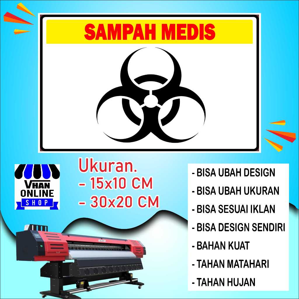 

Cetak Stiker Tempelan Tempat Sampah Medis Bahan Glosy Kuning