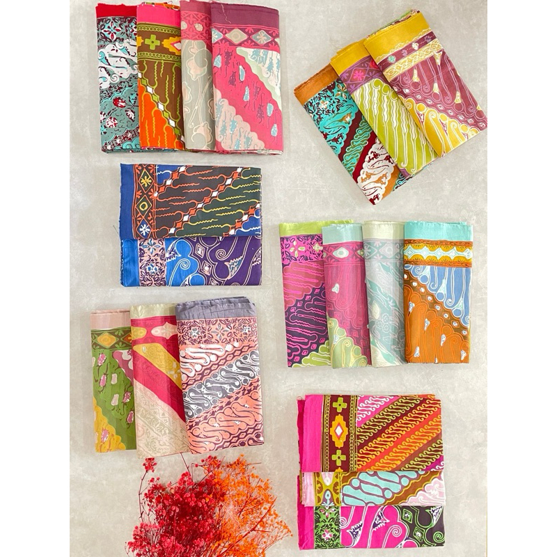 kain batik katun cap pastel permen set viscose polos