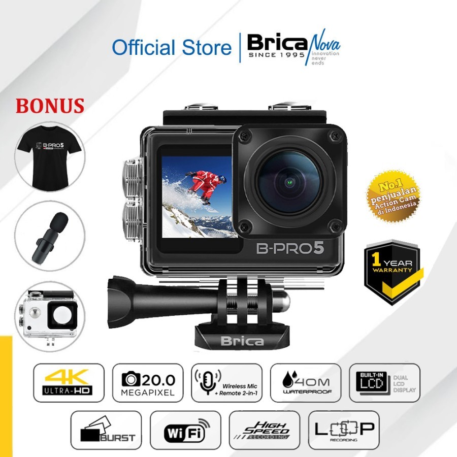 Brica B-Pro 5 Alpha Edition 4K Mark II X AE2X - Kamera Aksi 4K dengan Sensor SONY Exmor-R 20MP
