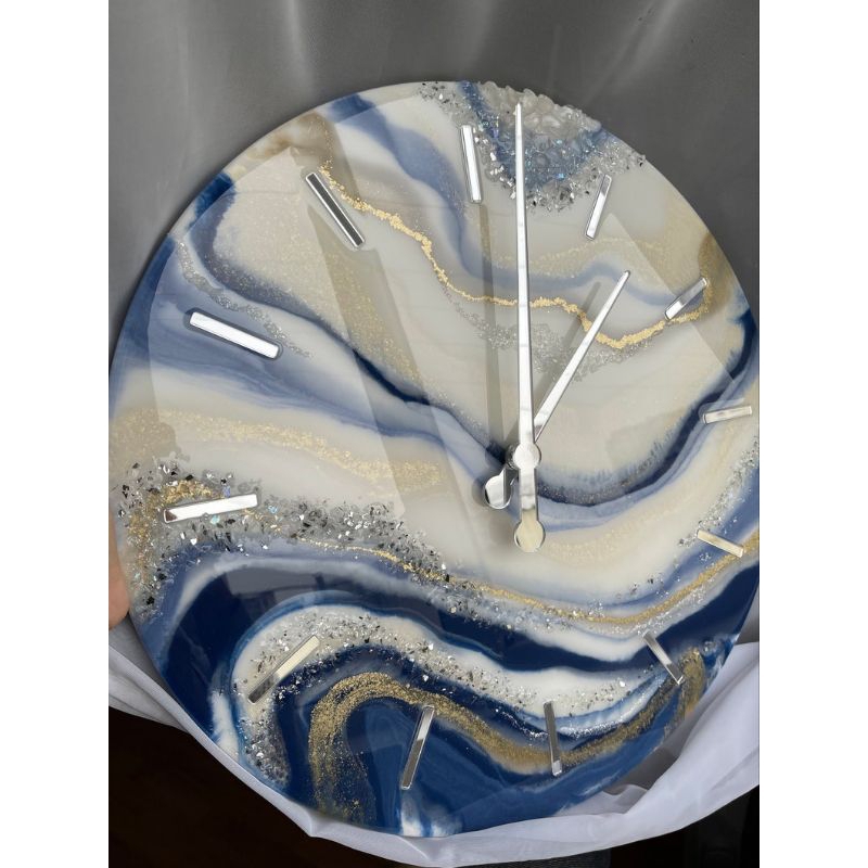 Jam Dinding Bahan Resin Bulat Free Custom | Jam Dinding Resin Minimalis