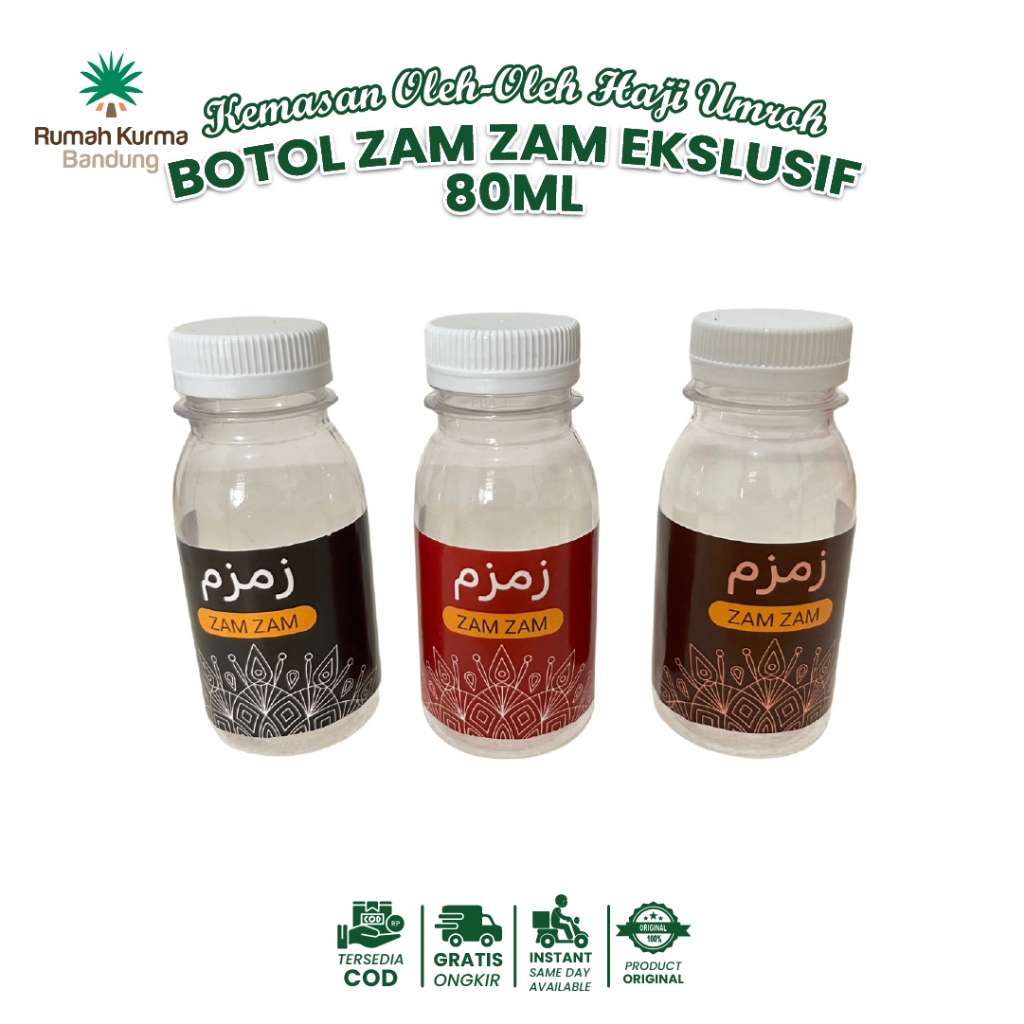 Botol Air Zamzam 80 ML Dan 50 ML Motif Jarum Ekslusif Plastik Kemasan Kosong Satuan Kecil Oleh Oleh 