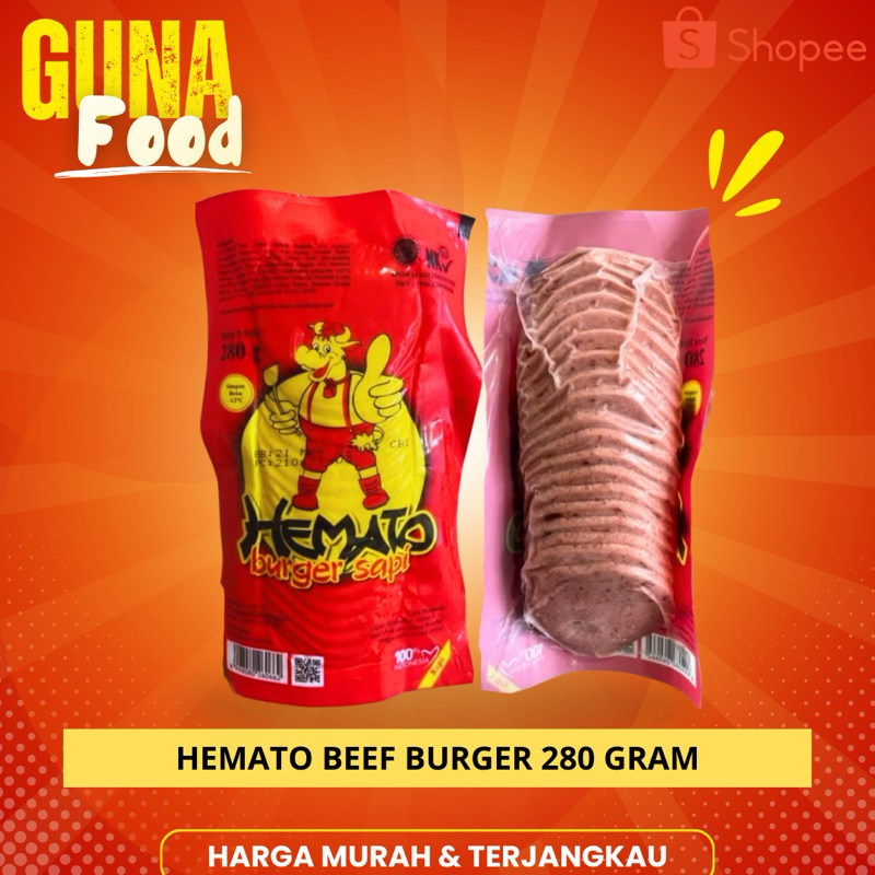 

Hemato Daging Burger Sapi 280Gram| Hemato Beef Patties HEMATO BURGER SAPI 250 GR/DAGING SAPI/ENAK/TERMURAH