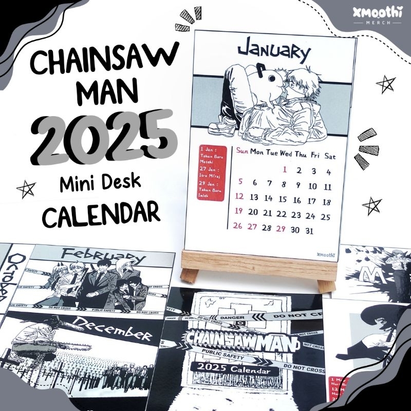 

CHAINSAWMAN 2025 MINI DESK CALENDAR MANGA EDITION - KALENDER CHAINSAW MAN AESTHETIC - KALENDER MEJA ANIME 2025 - DENJI POCHITA MAKIMA AKI POWER DEVIL