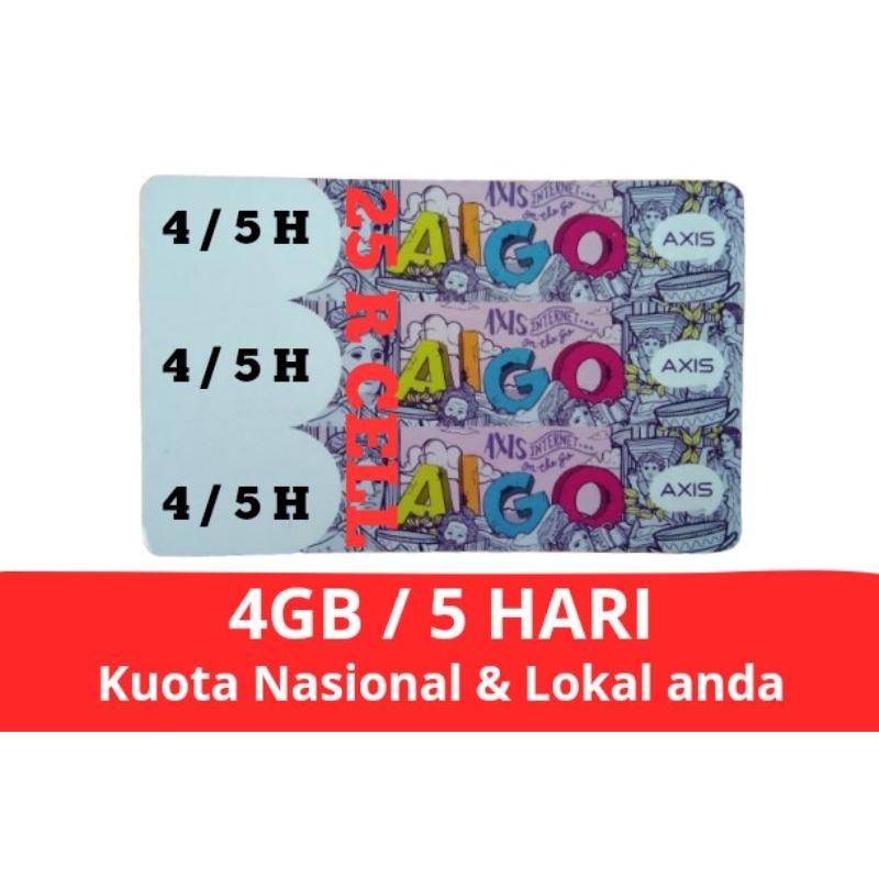 Paket Data Axis 4GB 5HARI Kuota Nasional & Lokal Anda