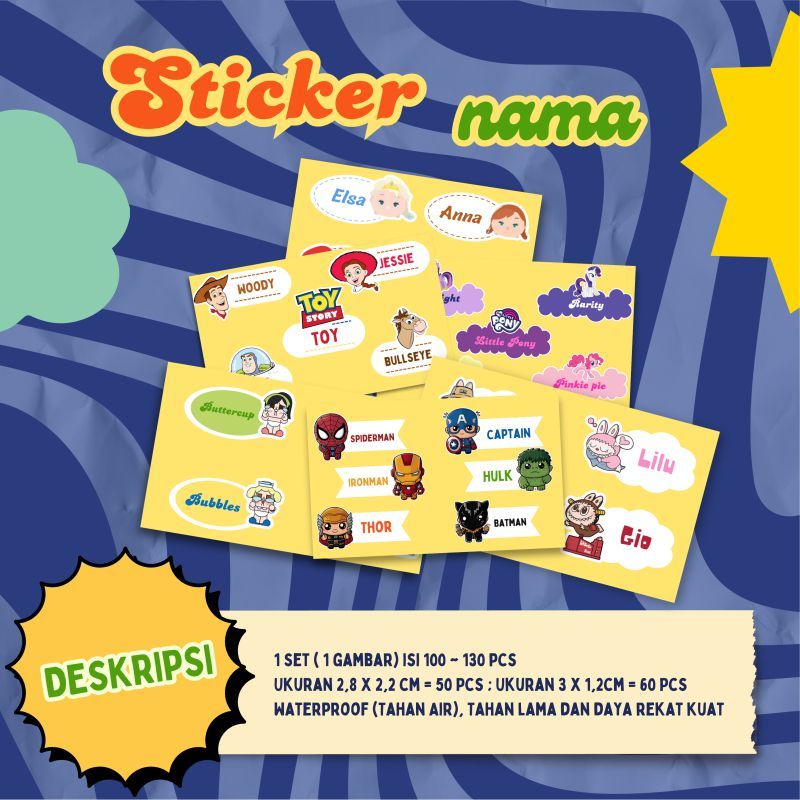 

90 - 130Pcs Sticker Label Nama Anak / Label Nama Anak Stcker / Label Sticker Buku / Label Sticker Sekolah / Label Sticker Nama Custom / Custom Sticker Anak