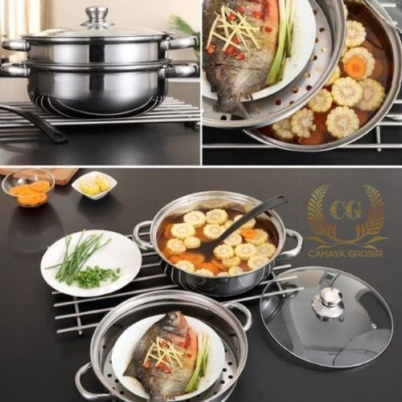 Panci kukus 2 tingkat serbaguna