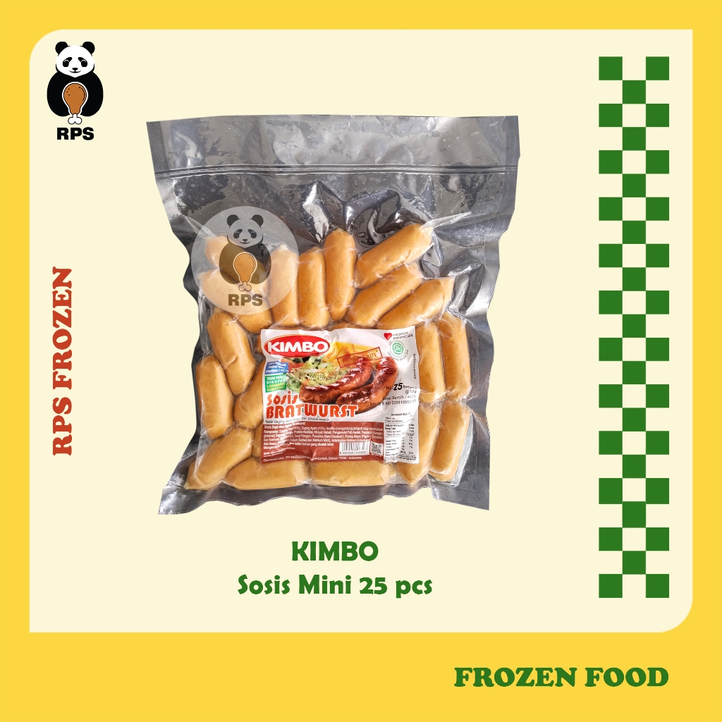 

Sosis Kimbo Mini isi 25pcs berat 450gr, Sosis bratwurst, sosis sapi, sosis ayam.