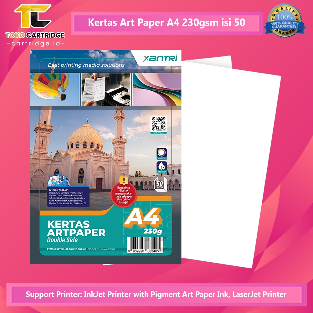 

H7Y Kertas Art Paper Xantri Original A4 260gsm 230gsm 50pcs 100gsm isi 100 Double Side F4 260gsm 230