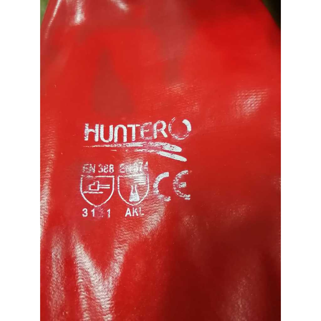 Sarung Tangan PVC 14" Huntero Merah / Sarung Tangan Safety pvc 14 inch